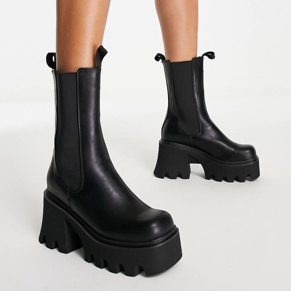 Lamoda WIPE OUT CHUNKY PLATFORM ANKLE BOOTS sz 8 US